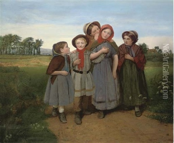 On The Way To School Oil Painting - Edward Thompson Davis