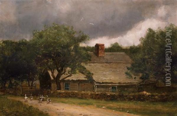 Palmer House, Sakonnet, Rhode Island Oil Painting - Thomas Worthington Whittredge