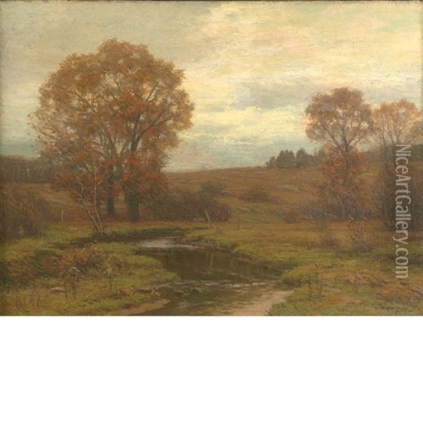 River Landscape, Autumn, New York Oil Painting - William Crothers Fitler