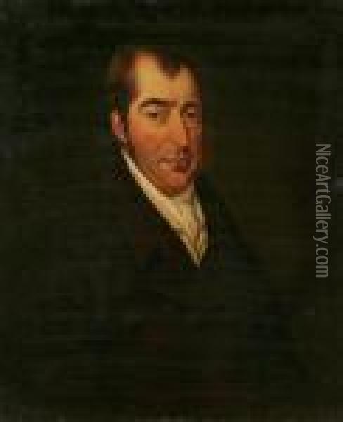 Attributed A Portrait Of John Beck, Banker At Shrewsbury, Elder Brother Of Maria Eaton Oil Painting - Thomas Weaver