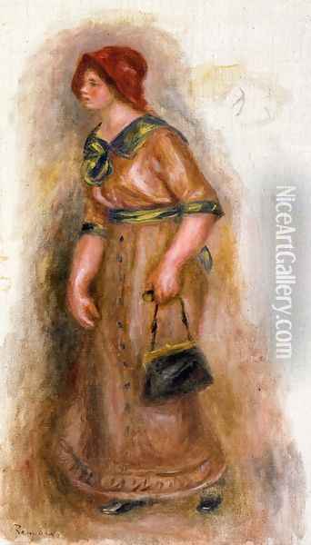 Woman with Bag Oil Painting - Pierre Auguste Renoir