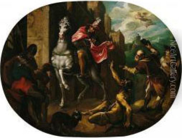 Saint Martin Dividing His Cloak Oil Painting - Joseph Heinz I