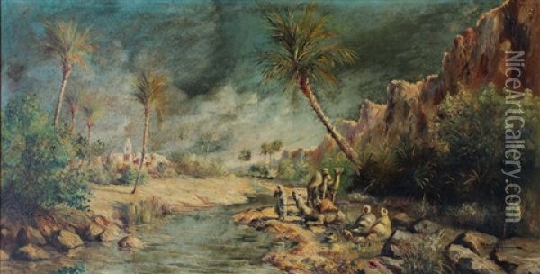 Paysage D'oasis Oil Painting - Louis Maisonneuve