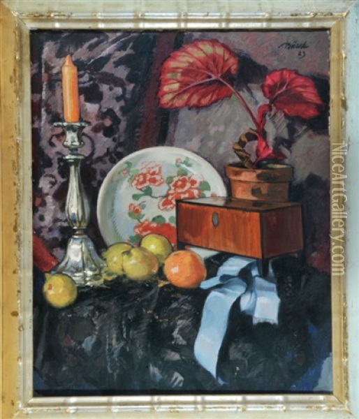 Stillleben Mit Zitrusfruchten Und Kerze Oil Painting - Paul Buerck