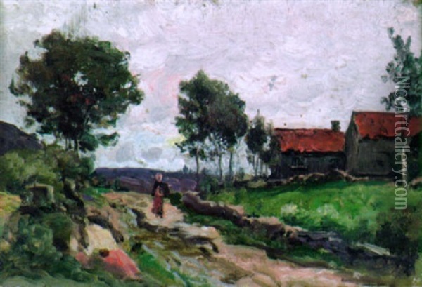 Kotimatkalla Oil Painting - Berndt Adolf Lindholm