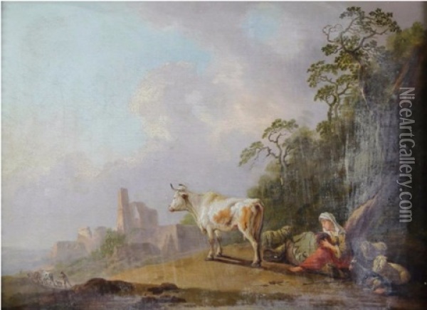 La Gardienne De Vache Oil Painting - Basilius Grundmann