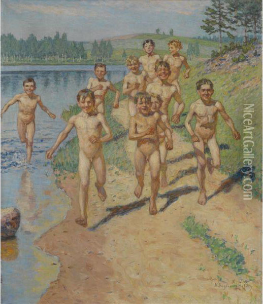 The Future Sportsmen Oil Painting - Nikolai Petrovich Bogdanov-Belsky