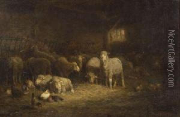 Barn Scene Oil Painting - Charles Franklin Pierce