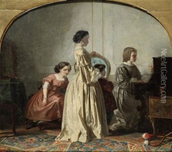 A Musical Interlude Oil Painting - Willem Pieter Hoevenaar