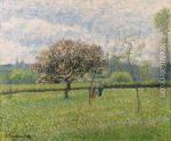 Pommier En Fleurs Eragny Oil Painting - Camille Pissarro