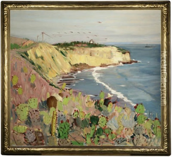 Happy Days, Calif., Point Fermin, Palos Verdes Oil Painting - Herbert (Bert) Cressey