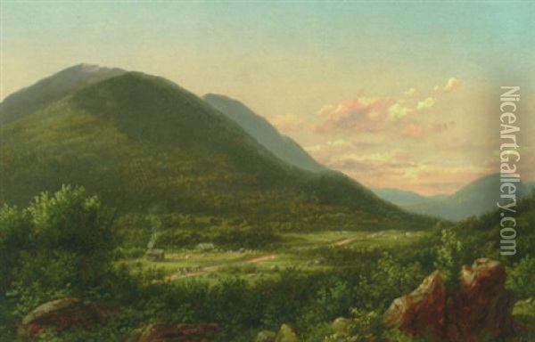 Bjergparti Fra The White Mountains Ved New Hampshire Med En Diligence Pa Landevejen Oil Painting - Ferdinand Richardt
