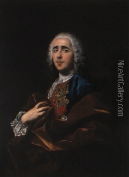 Retrato De Un Caballero De La Orden De Santiago Oil Painting - Louis Michel van Loo