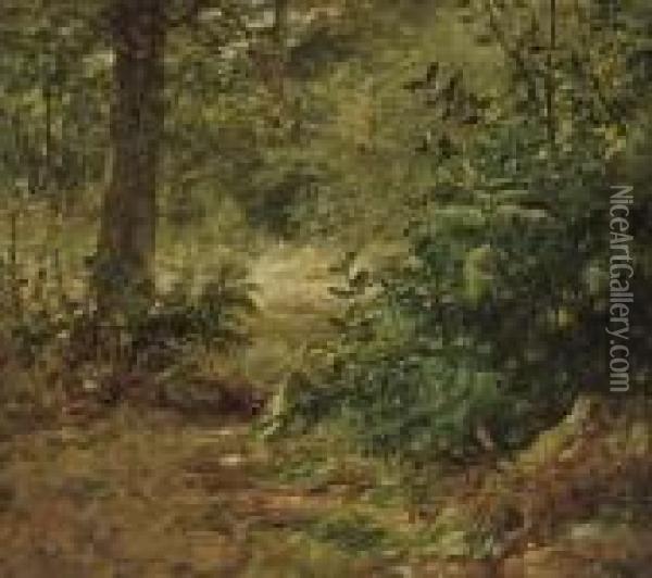 A Robin In A Woodland Landscape Oil Painting - Sir John Everett Millais