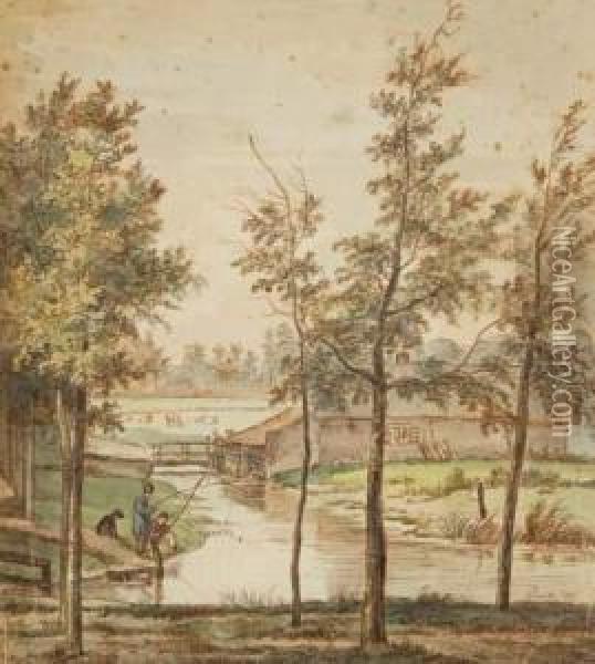 Pecheurs Le Long De La Riviere Oil Painting - Pieter Gerardus Van Os