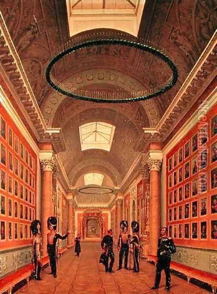 The War Gallery of the Winter Palace in St. Petersburg, c.1830s Oil Painting - Nikanor Grigorevich Chernetsov