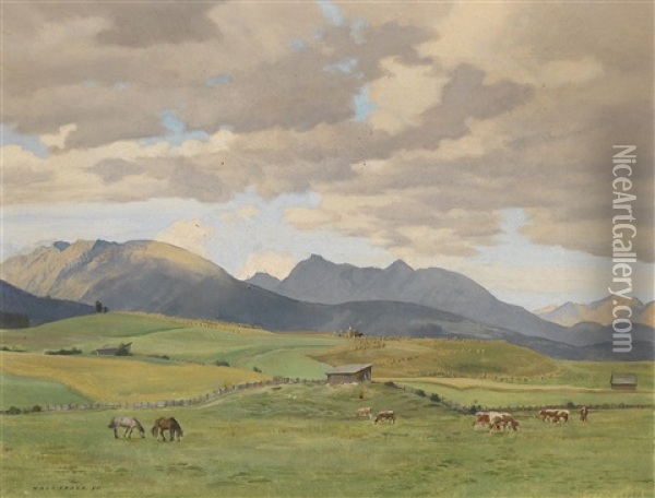 Abend Auf Der Viehweide (lungau) Oil Painting - Hans Frank