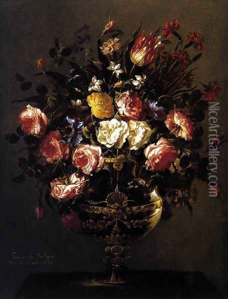 Vase of Flowers 1664 Oil Painting - Juan De Arellano