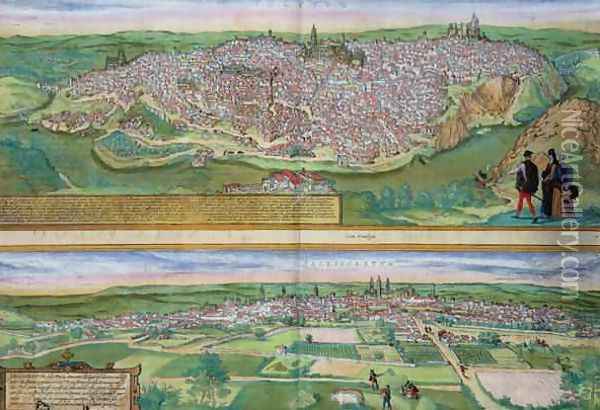 Map of Toledo and Valladolid from Civitates Orbis Terrarum Oil Painting - Joris Hoefnagel