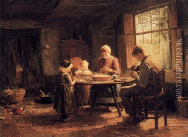 Grace Before The Meal Oil Painting - Evert Pieters