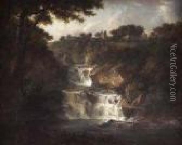 Falls Of Clyde Oil Painting - Alexander Nasmyth