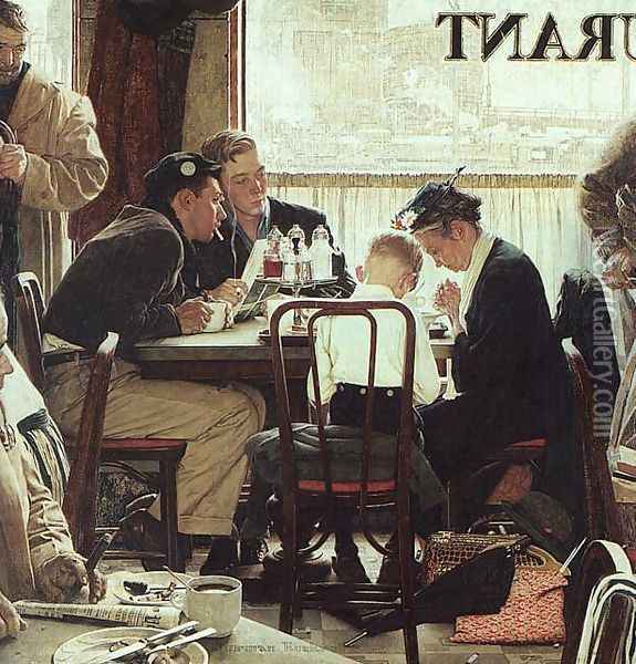 Saying Grace Oil Painting - Norman Rockwell