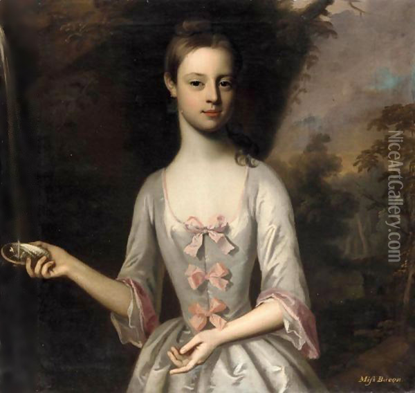 Portrait Of Miss Bacon, Possibly The Daughter Of Sir Edward Bacon, 4th Bt. Of Gillingham Oil Painting - Enoch Seeman