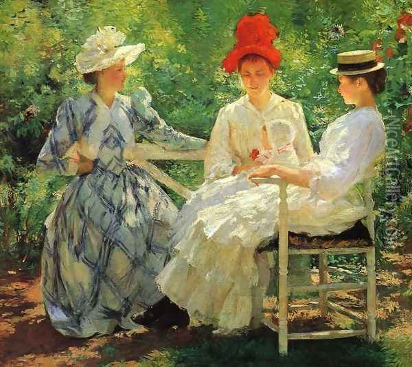 In a Garden Oil Painting - Edmund Charles Tarbell