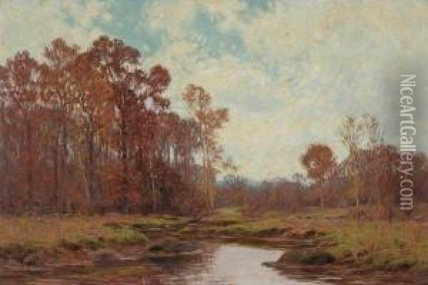 Stream In An Autumn Landscape Oil Painting - William Merritt Post