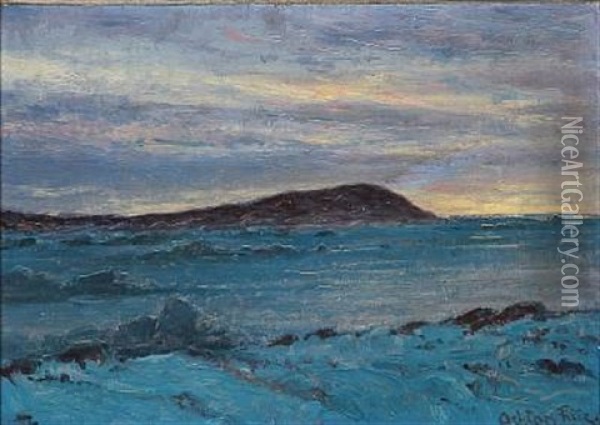 View From Northeast Greenland, Evening Time Oil Painting - Achton Friis