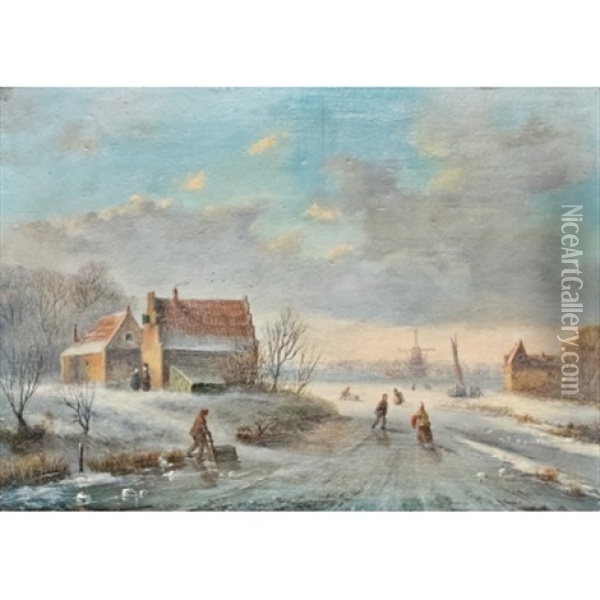 Hollaendische Winterlandschaft Oil Painting - Jan Jacob Coenraad Spohler