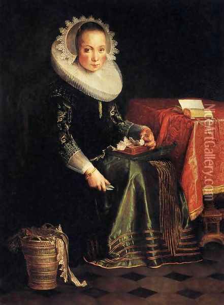 Portrait of Eva Wtewael Oil Painting - Joachim Wtewael (Uytewael)