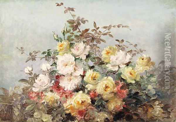Bouquet of roses Oil Painting - Thorvald Simeon Niss