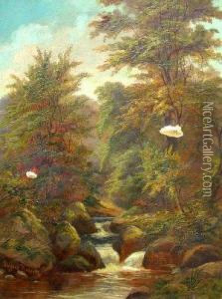 Mountain River Landscape; Oil Painting - Clifford Roberts