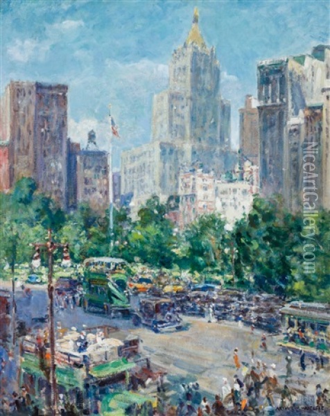 Madison Square Oil Painting - Arthur William Woelfle