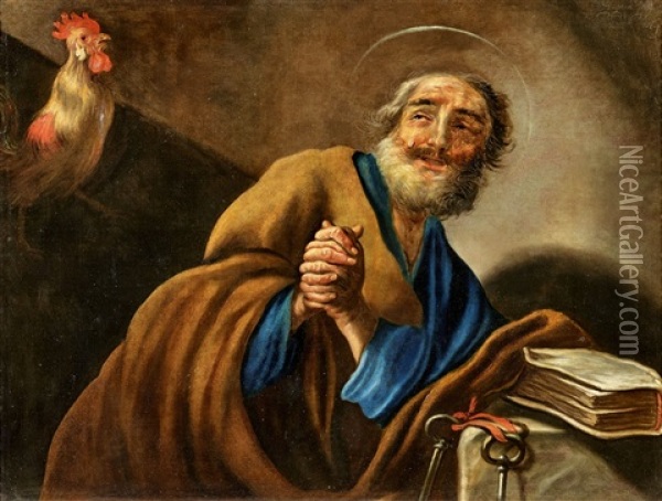 The Repentant Saint Peter Oil Painting - Claude Vignon
