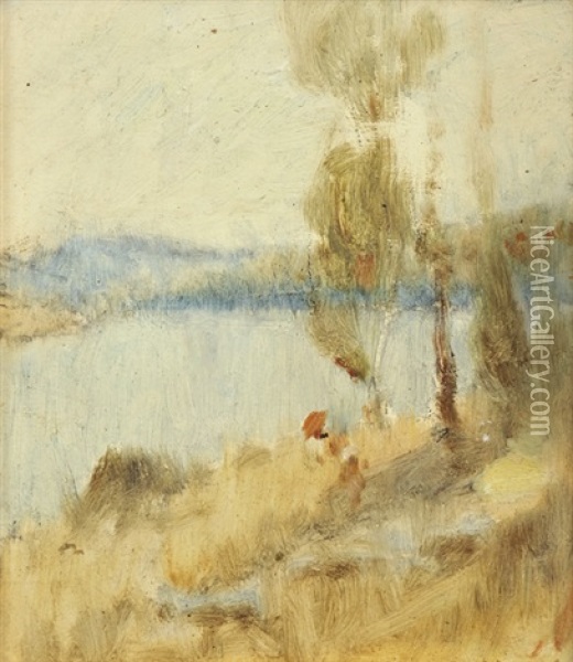 By The River Oil Painting - Josephine Mary Muntz Adams