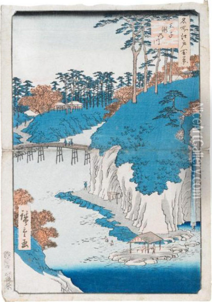 Scene Of A Province Oil Painting - Utagawa or Ando Hiroshige