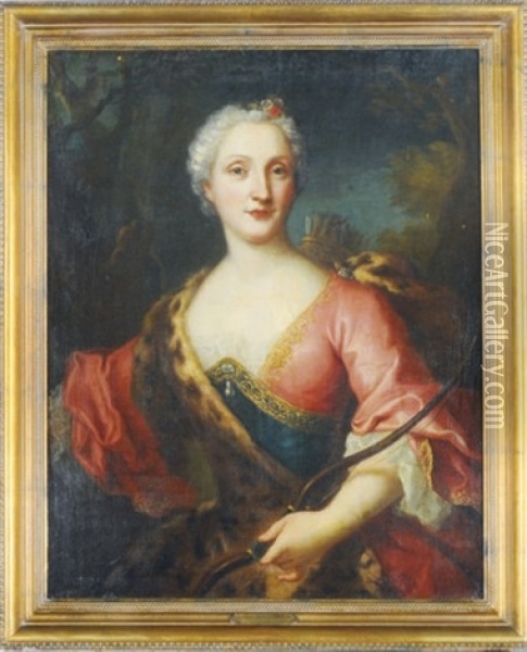 Portrait Of A Lady As Diana Oil Painting - Jean Marc Nattier