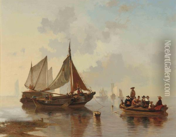 A Tender Bringing The Passengers To The Ship Oil Painting - Albertus Brondgeest