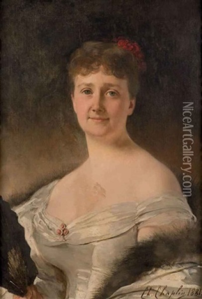 Femme En Robe De Bal Oil Painting - Charles Joshua Chaplin