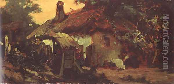 House at Szada 1880s Oil Painting - Bertalan Szekely