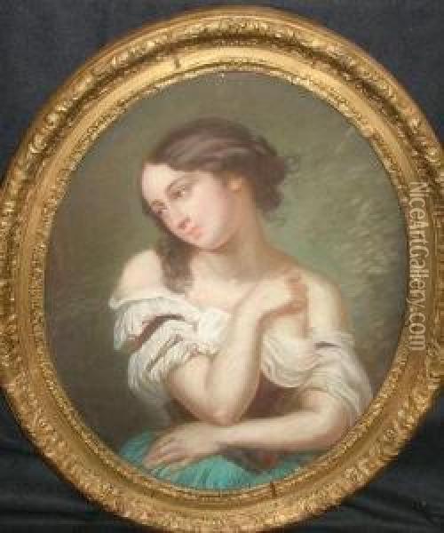 Portrait Of A Young Lady Oil Painting - Jules Philippe