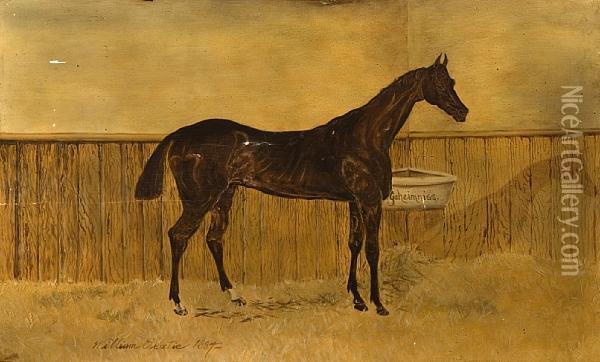 'geheimniss' In A Stable Oil Painting - William A. Sextie