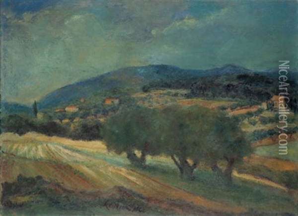 Landschaft In Der Provence Oil Painting - Erich Klossowski