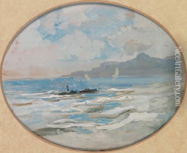 Il Lago Maggiore Visto Da Stresa Oil Painting - Pompeo Mariani