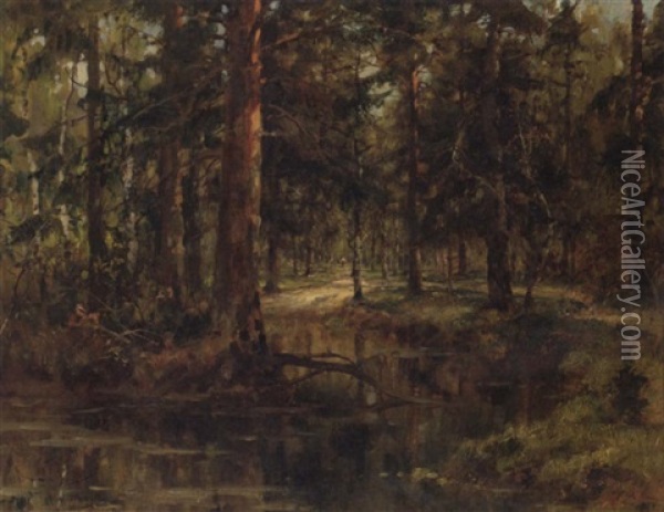 Through The Woods Oil Painting - Yuliy Yulevich (Julius) Klever