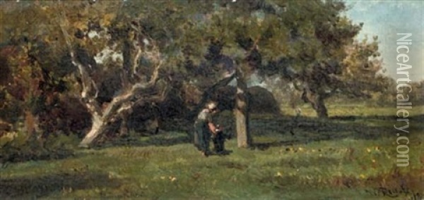 Verger A Calmpthout - Under The Trees Oil Painting - Willem Roelofs