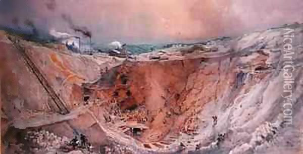 Opencast Mining at Vieille Montagne, Saone et Loire 2 Oil Painting - Ignace Francois Bonhomme