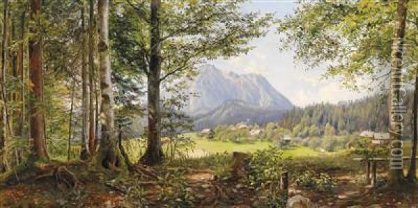 Favourite Place, View Of The Sarstein And The Lichtersberg Next To Alt-aussee In Styria Oil Painting - Marie Ertl